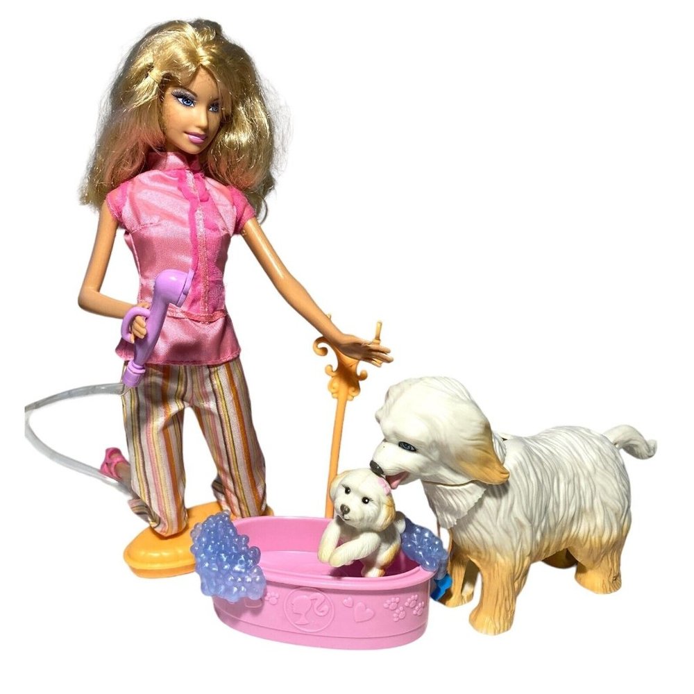 Barbie Clean-Up Pup Playset Tika Pup Magnetic Taffy Dog Tub N4890 99.9% Complete